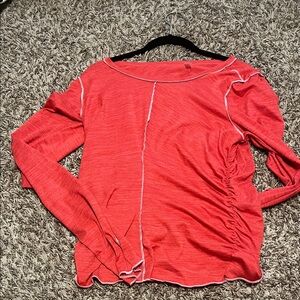 FP Movement by Free People Coral Long Sleeve Top with Contrast Seams